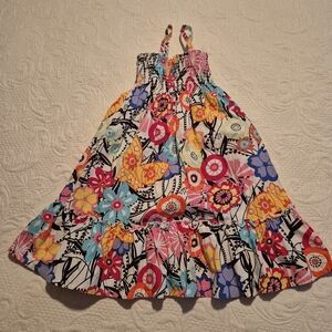 Hanna Andersson girls 120 or 6-7 gathered top sun dress floral VGUC